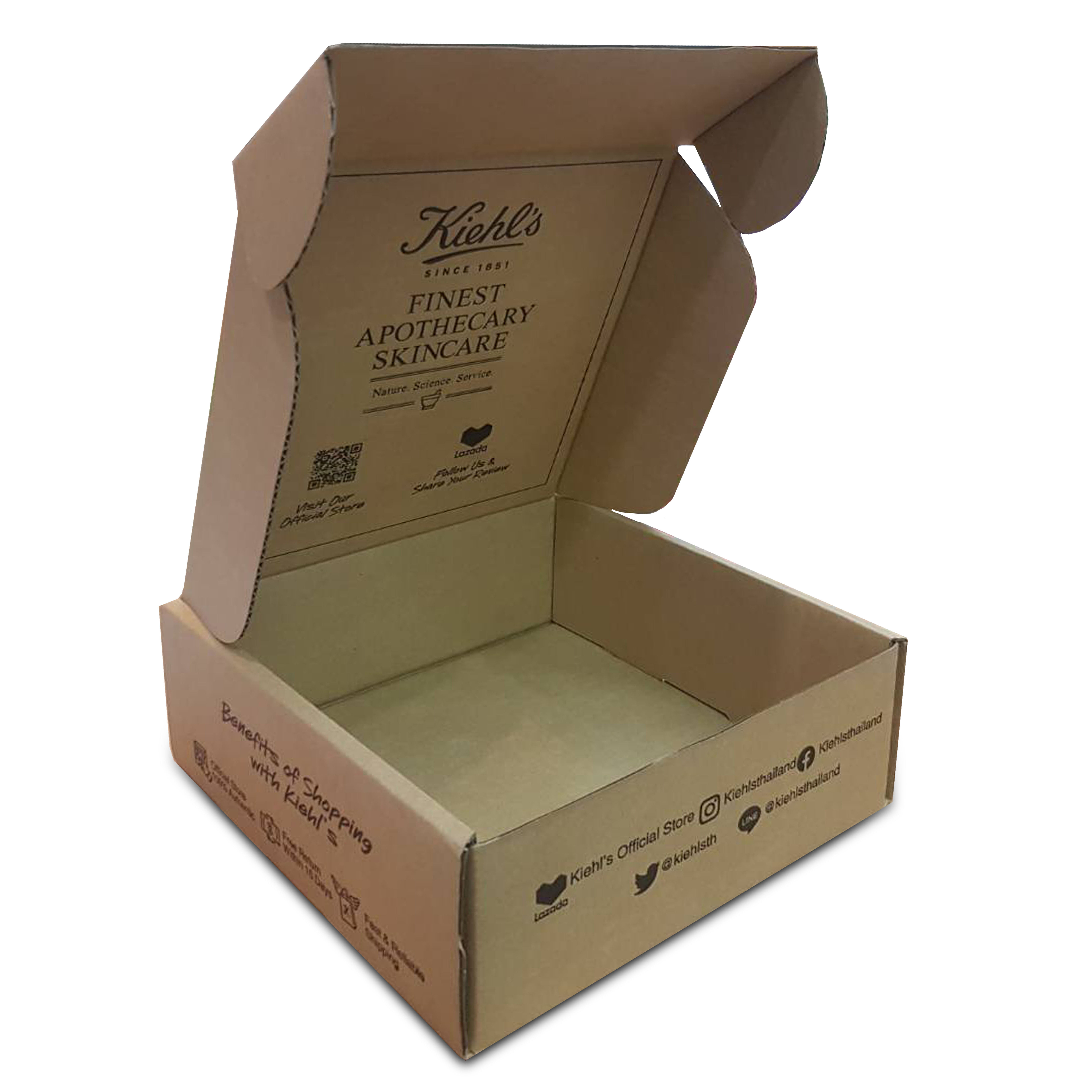 กล่องกระดาษลูกฟูก สำหรับผลิตภัณฑ์ดูแลผิว Brand Kiehl's