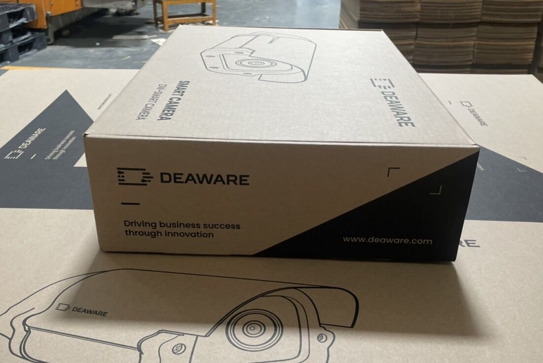 กล่องใส่กล้องวงจรปิดCCTV  BRAND DEAWAREรูปแบบกล่องไดคัทหูช้าง+ซัพพอร์ตบล็อคขนาดกล่อง 35.5x54.8x12.3 cm