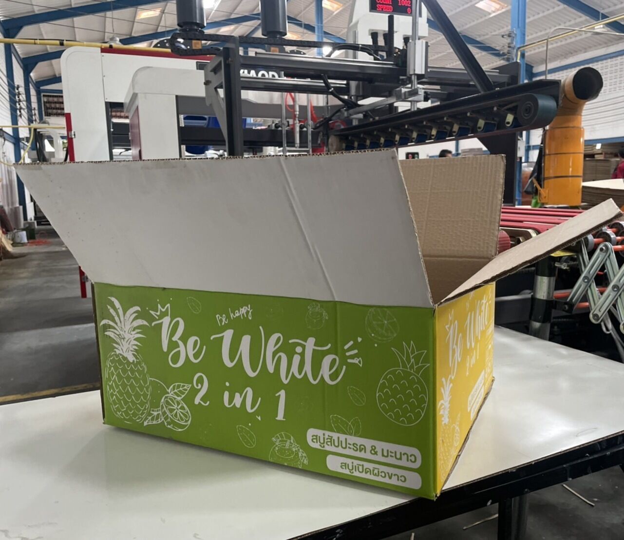 กล่องสบู่สับปะรดเปิดผิวขาวbe-whiteรับผลิตกล่องใส่สบู่สำหรับสบู่ผิวขาวหรือโลชั่นสำหรับผิวขาวเราเป็นโรงงานรับผลิตกล่องสบู่เองโดยตรง