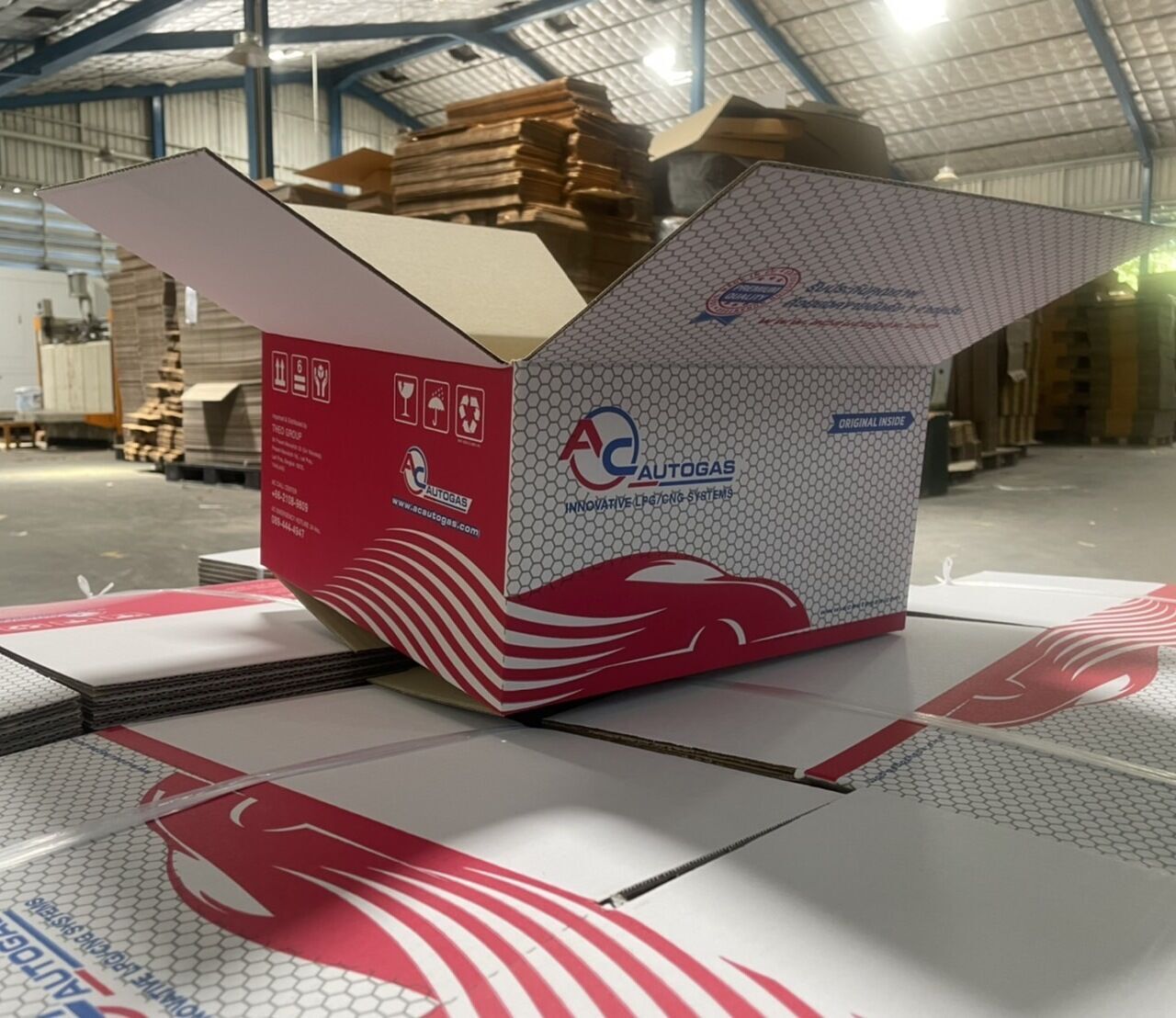 โรงงานกล่องเเคสคาร์ตั้นรับผลิตกล่องกระดาษลูกฟูกใส่อะไหล่รถยนต์เช่นเเก๊สLPG